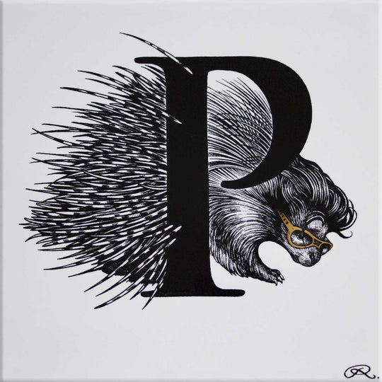 Rory Dobner P – Presley Porcupine Gold Alphabet Tile - Ceramic