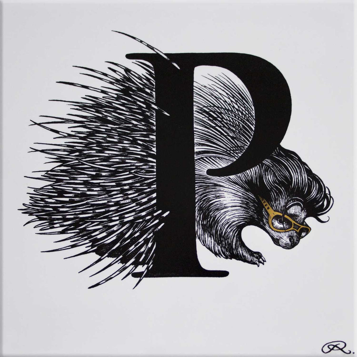 Rory Dobner P – Presley Porcupine Gold Alphabet Tile - Ceramic