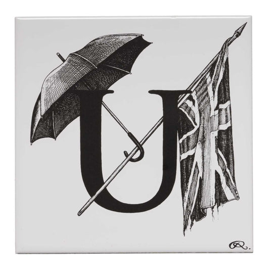 Rory Dobner U – Union of Umbrellas Alphabet Tile - Ceramic