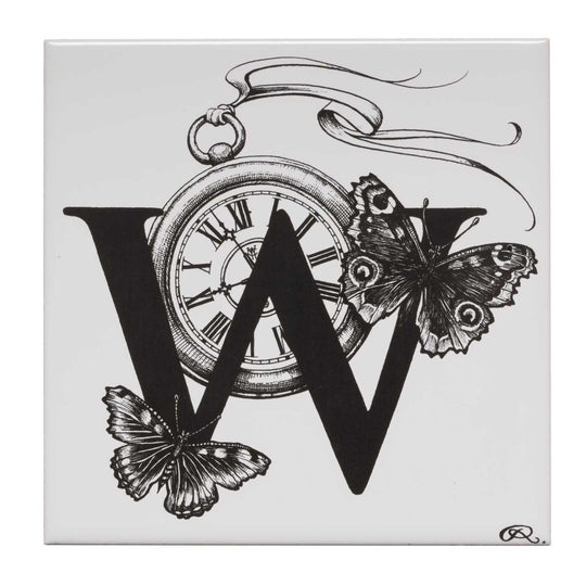 Rory Dobner W – Winged Watch Alphabet Tile - Ceramic
