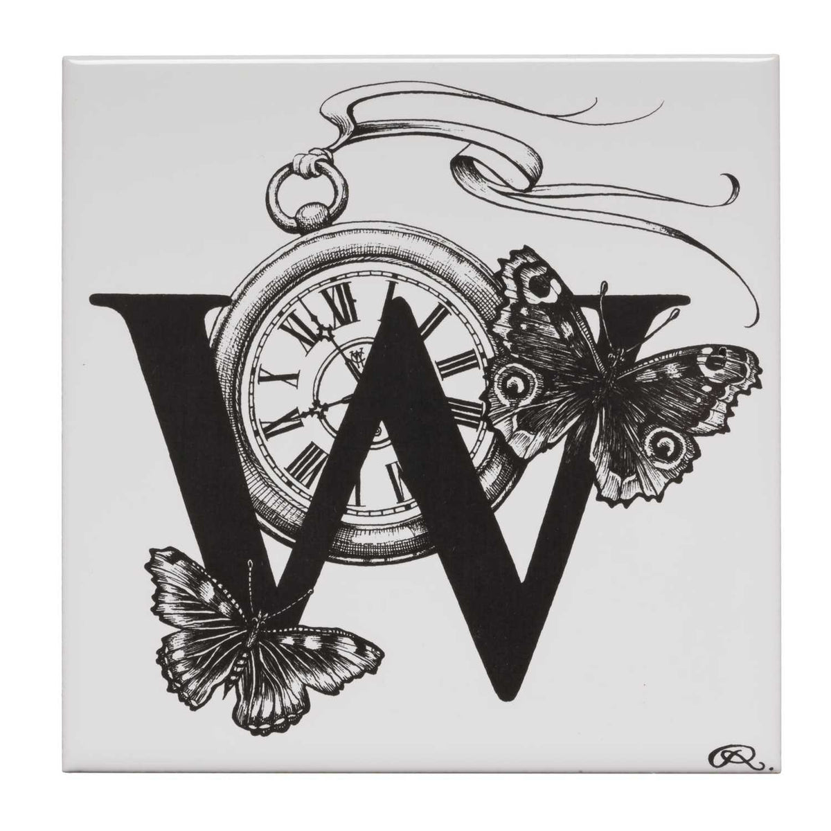 Rory Dobner W – Winged Watch Alphabet Tile - Ceramic