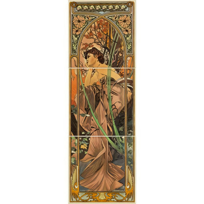 Alphonse Mucha Evening Reverie (Left Hand) 3 - Tile Set on County White
