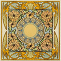 Alphonse Mucha Evening Reverie Single Floral Tile on County White