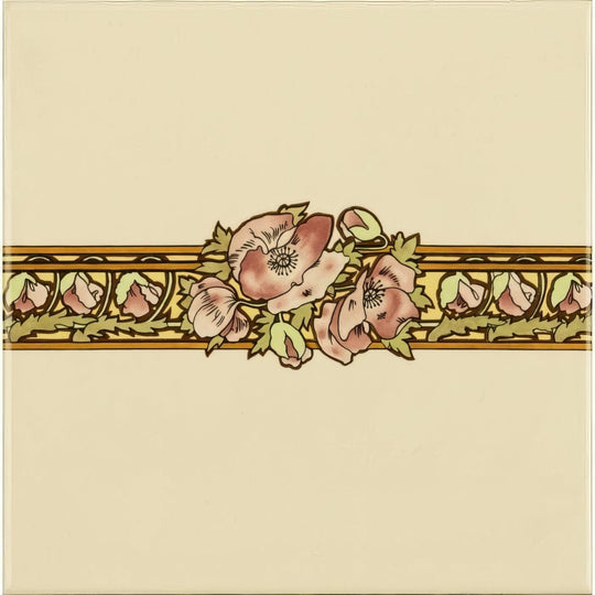 Alphonse Mucha Nocturnal Slumber Border Tile on County White