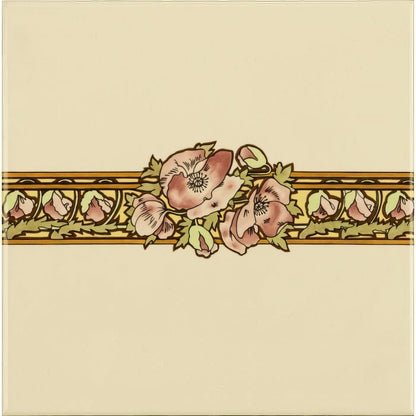 Alphonse Mucha Nocturnal Slumber Border Tile on County White