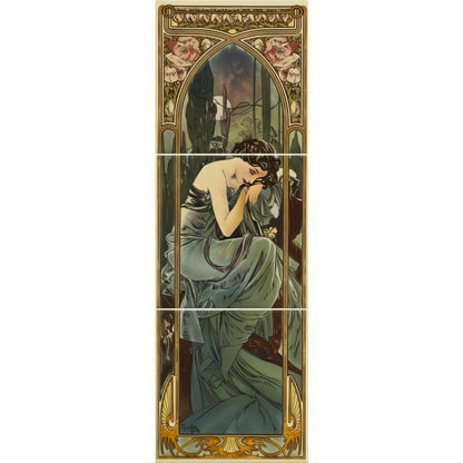 Alphonse Mucha Nocturnal Slumber (Left Hand) 3 - Tile Set on County White