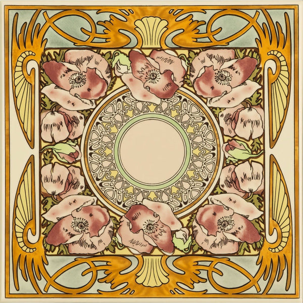 Single Floral Tile on County White