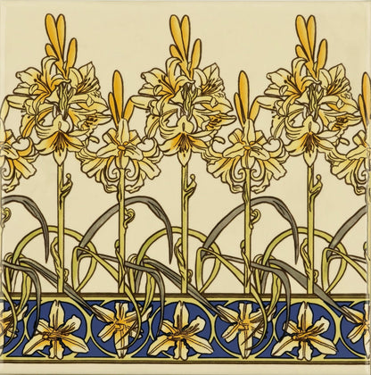 Alphonse Mucha Orchid On County White