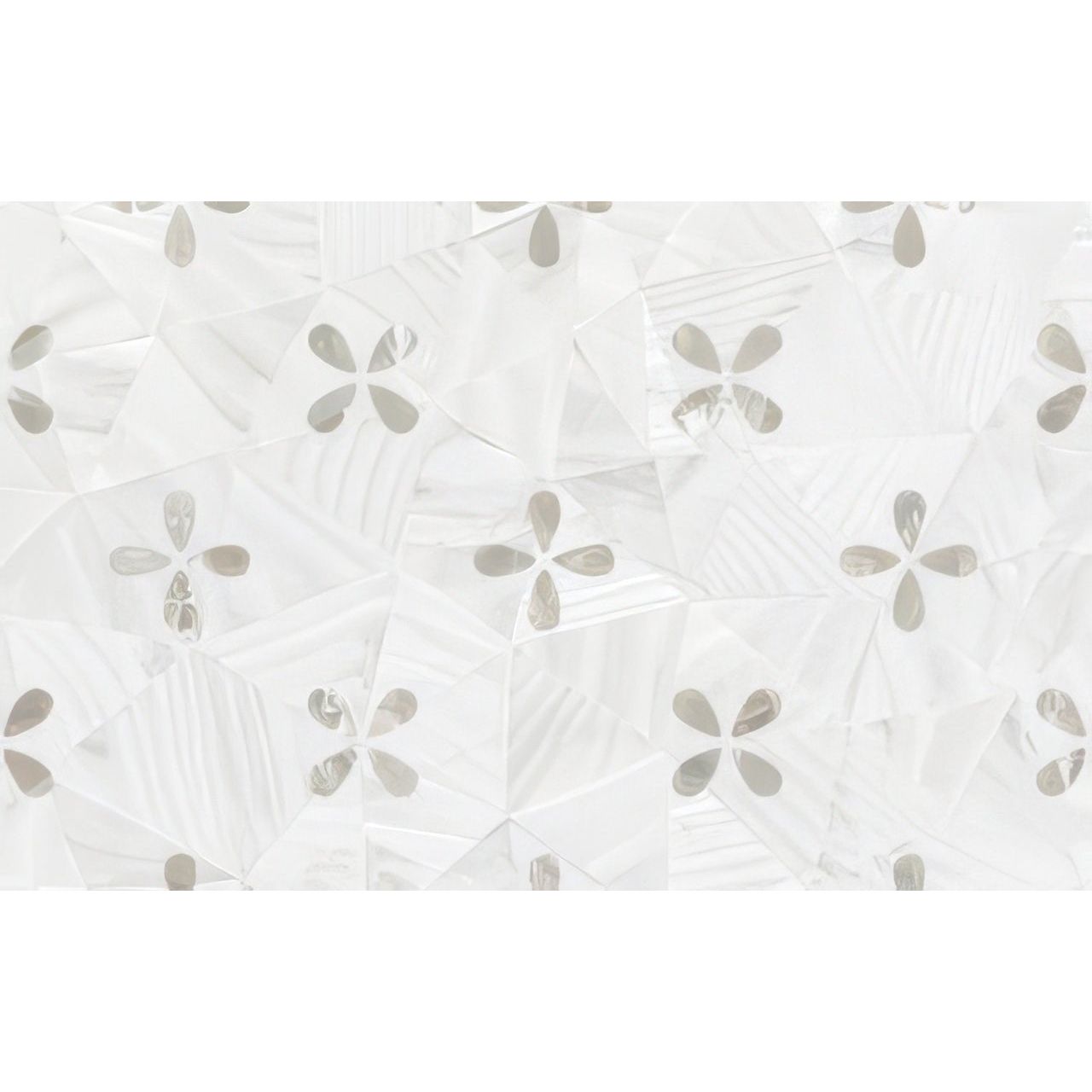 Alpine Innocence white mother-of-pearl feature panel with a repeating four-petal flower pattern