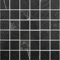 Alto black marble patterned mosaic tile featuring intricate embossed patterns and subtle marble veining