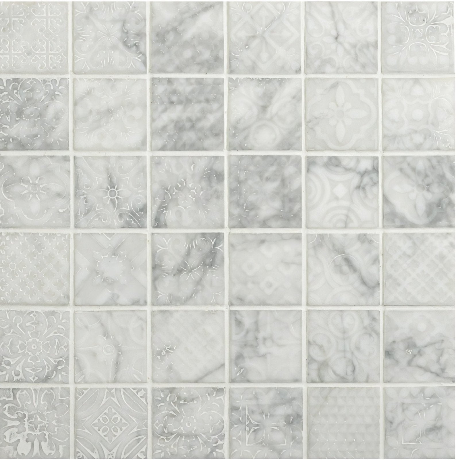 Alto White Marble Patterned Mosaic