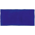 A glossy royal blue rectangular amun half tile wall tile with slightly uneven wavy edges for wall decor
