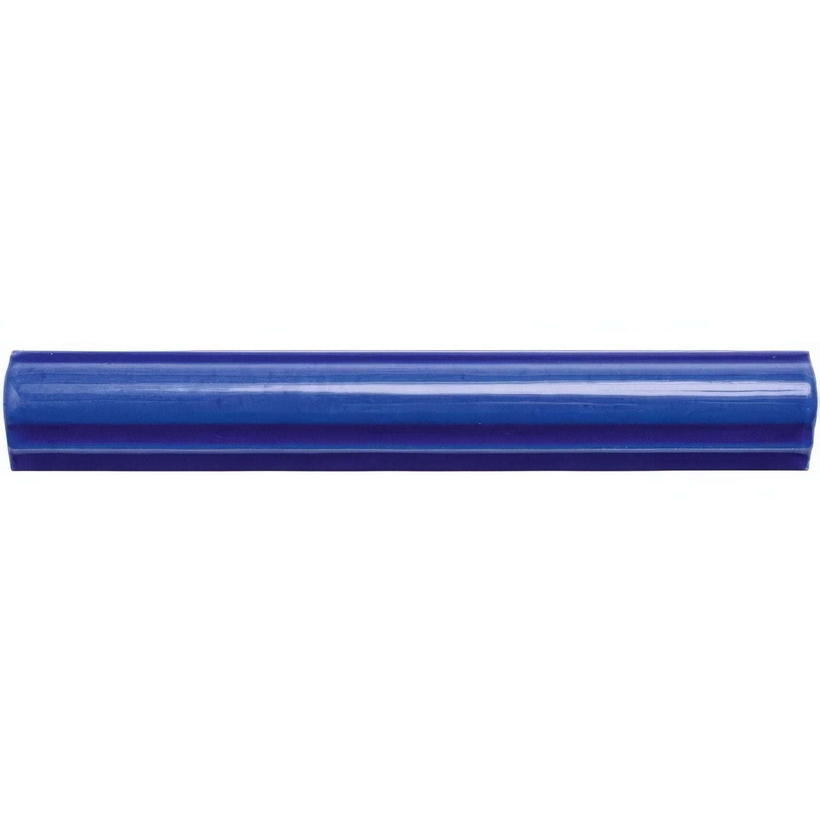 Amun ogee moulding glossy royal blue ceramic tile with smooth rounded rectangular shape and subtle horizontal ridges