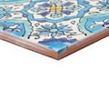 Andalucia belmez patterned tile ceramic square with hand painted blue white turquoise and cobalt floral design