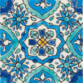 Andalucia belmez patterned tile featuring blue and turquoise floral ceramic design with intricate black outlines