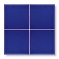 Four glossy royal blue square ceramic tiles arranged in a grid from the andalucia blue glazed tile collection