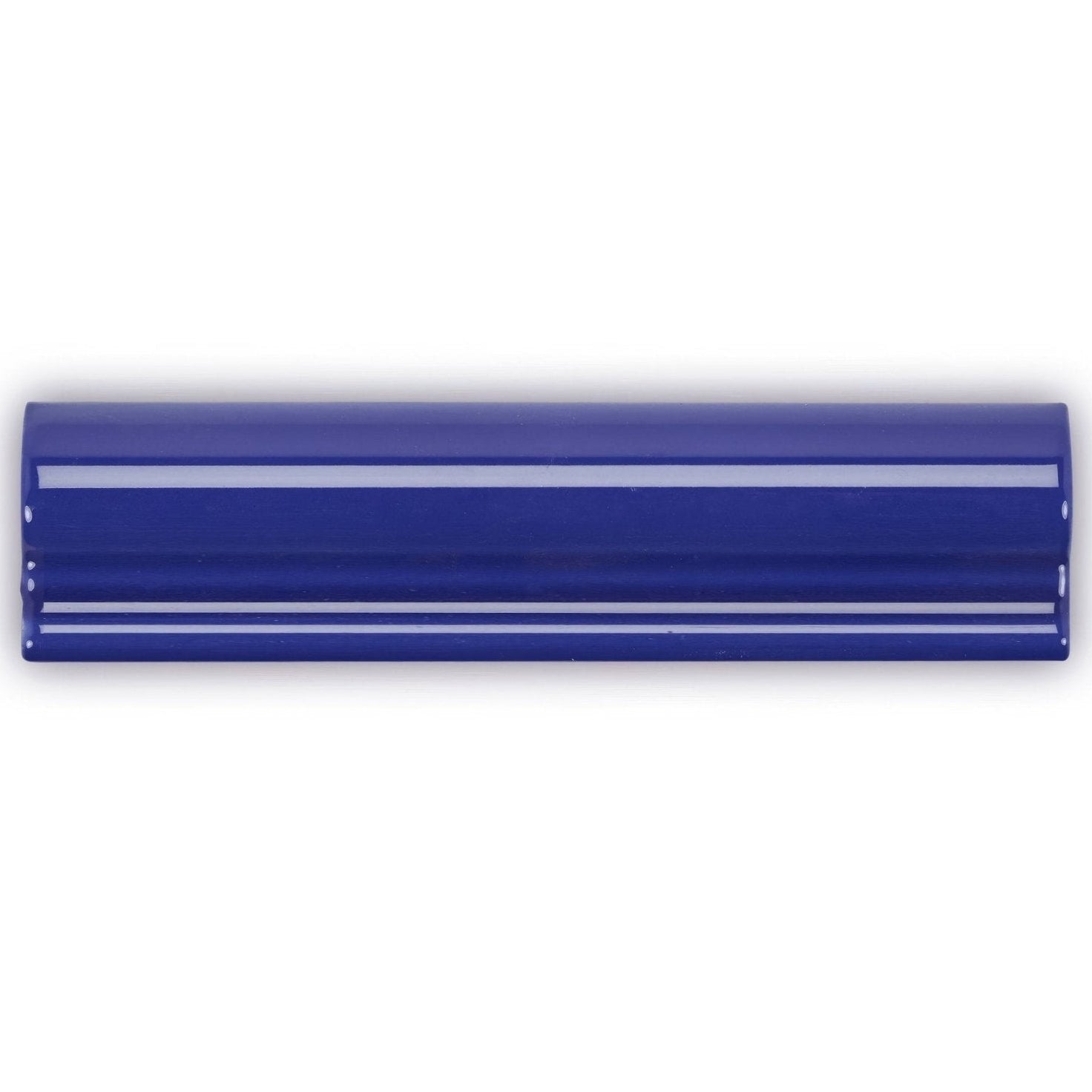 Andalucia blue glazed dado deep blue ceramic tile with glossy finish and two horizontal white stripes