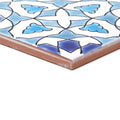 Andalucia bodegas 20 x 20 patterned tile with blue and white ceramic and intricate black floral designs