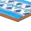 Andalucia bodegas patterned border rectangular ceramic tile with glossy blue and white floral design and dark blue blossoms