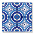 Andalucia hacienda blue and white ceramic tiles with intricate symmetrical patterned design for decorative use