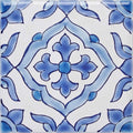 Blue and white ceramic tile with intricate floral and geometric patterns from the andalucia jerez collection