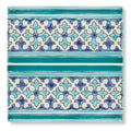 Andalucia morena patterned border ceramic tile with turquoise and blue fleur-de-lis decorative design