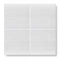 Four glossy white square glazed ceramic tiles arranged in a grid for interior wall use 20cm andalucia white tile