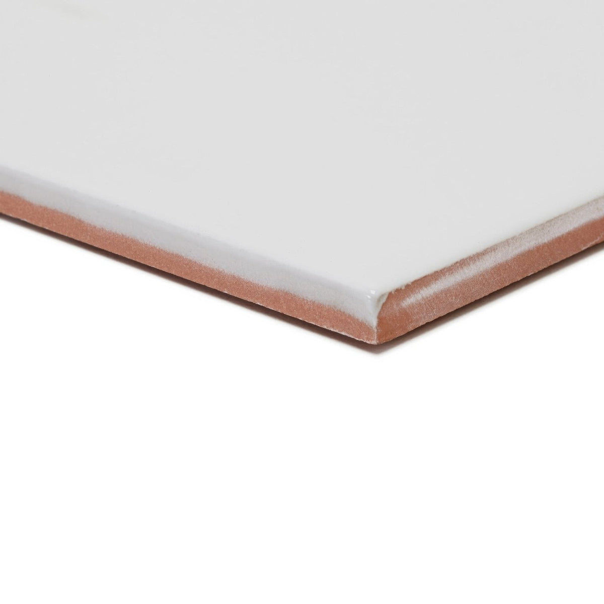 Andalucia white glazed tile 20cm with white ceramic surface and terracotta-colored edge for wall or floor use