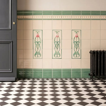 Angelina Pink Tulip 3 - Tile Set on County White