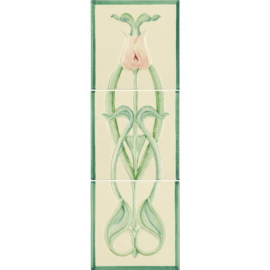Angelina Pink Tulip 3-Tile Set on County White