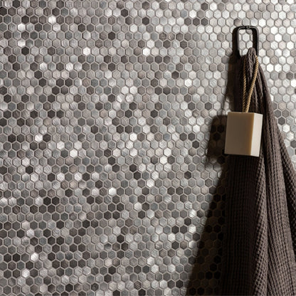 Anthe Grey Mix Micro Aluminium Hexagon Mosaic