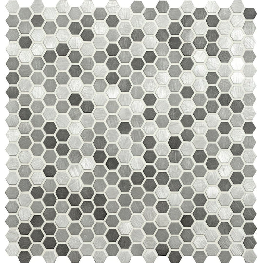 Anthe Grey Mix Micro Aluminium Hexagon Mosaic - alternate view