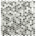 Anthe grey mix micro aluminium hexagon mosaic tile with metallic silver and dark gray brushed finish