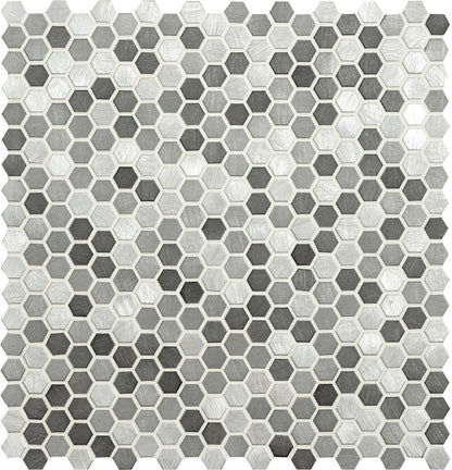 Anthe Grey Mix Micro Aluminium Hexagon Mosaic