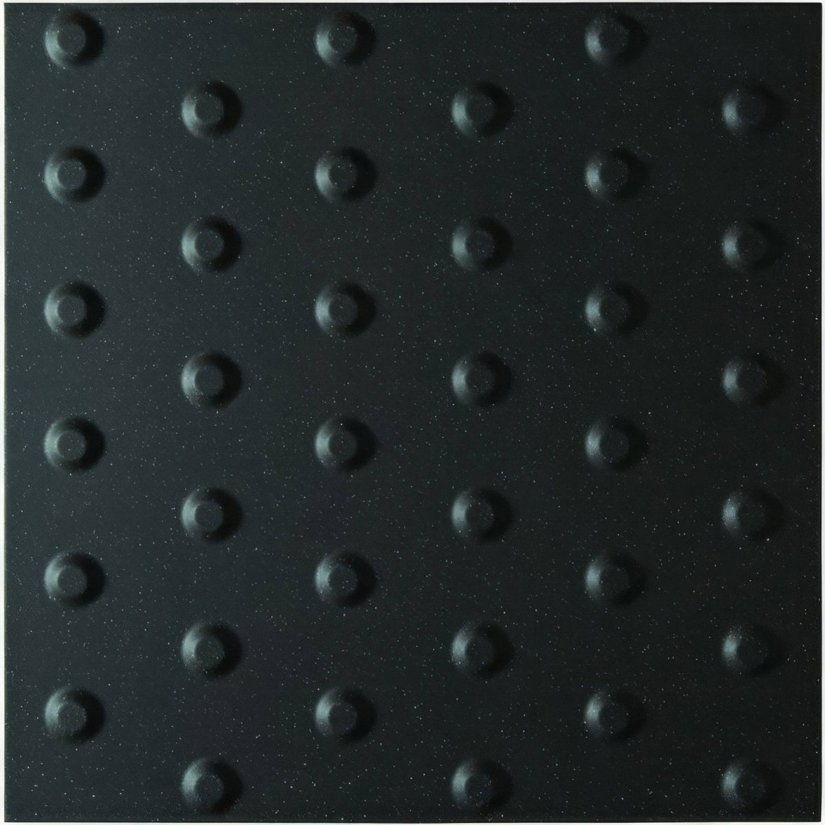 Anthracite tactile blister quarry tile 400x400mm with black textured surface and raised circular bumps grid