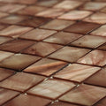 Antique brass 25mm square brown iridescent mother of pearl mosaic tiles arranged in a diamond pattern