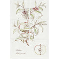 White ceramic tile set with botanical apple and blossom illustrations in soft green pink and brown for wall decor