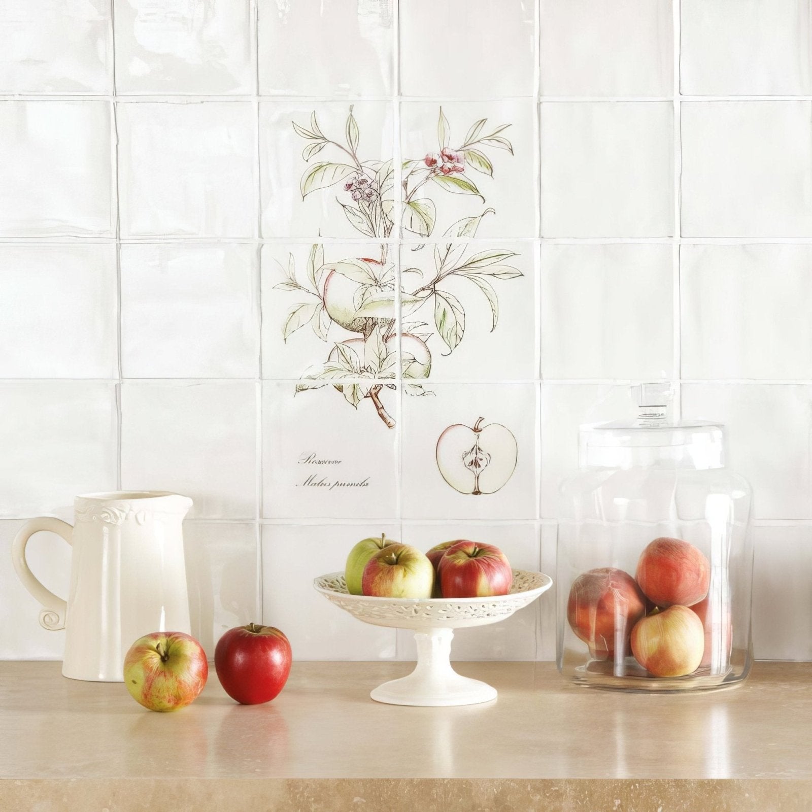 Apple 6 tile panel on Cotton