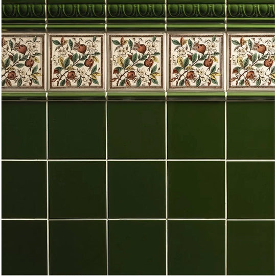 Apple Blossom Single Tile on County White - alternate view