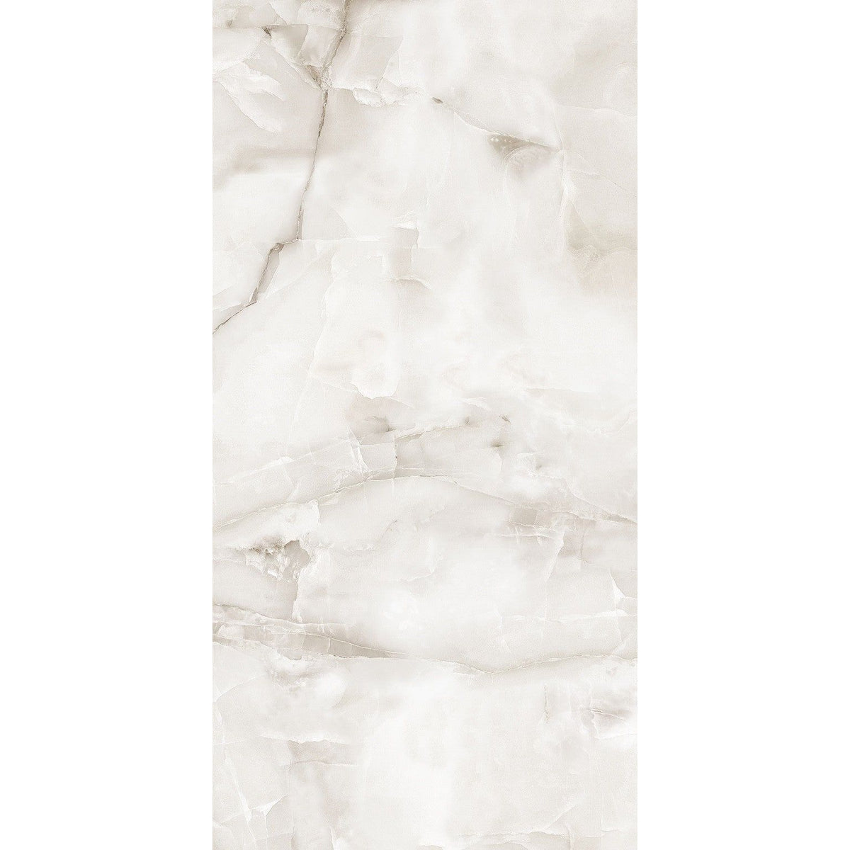 Aquarius onyx grey 60 x 120cm white marble-effect tile with subtle gray veining and a glossy finish