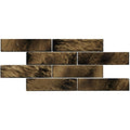 Brown textured rectangular tiles with rustic stone-like appearance in arabia brickbond mosaic design