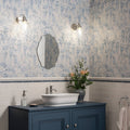 White ceramic arbour wisteria vessel sink with sleek modern design on navy blue cabinet 60x30cm