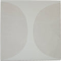 Arc floor mushroom 15 x 15cm minimalist white ceramic tile with two soft overlapping off-white circular shapes