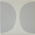 Minimalist ceramic tile arc floor pebble 15 x 15cm with two soft gray semi-circles on creamy off-white background