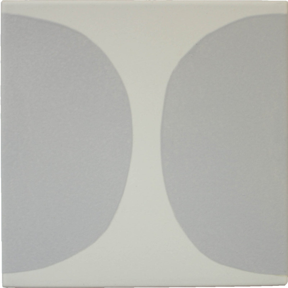 Minimalist ceramic tile arc floor pebble 15 x 15cm with two soft gray semi-circles on creamy off-white background