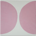 A square ceramic tile with two soft pink semicircles on a white background arc floor rose 15 x 15cm