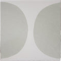 Arc floor willow 15 x 15cm minimalist ceramic tile with two soft gray semi circles on a white background