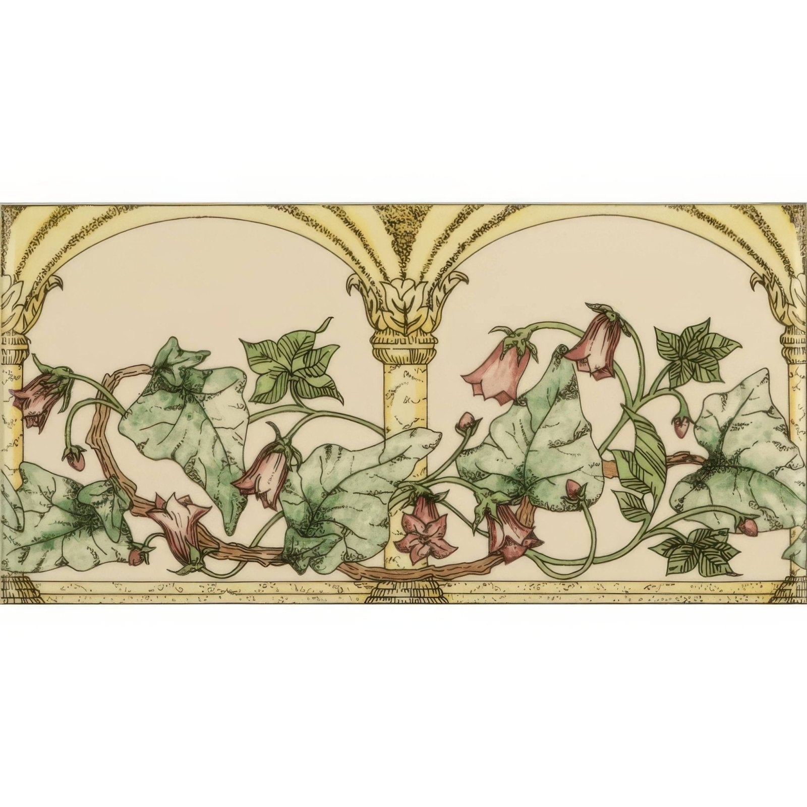 Arch And Ivy Pink Classical Decorative Border on County White