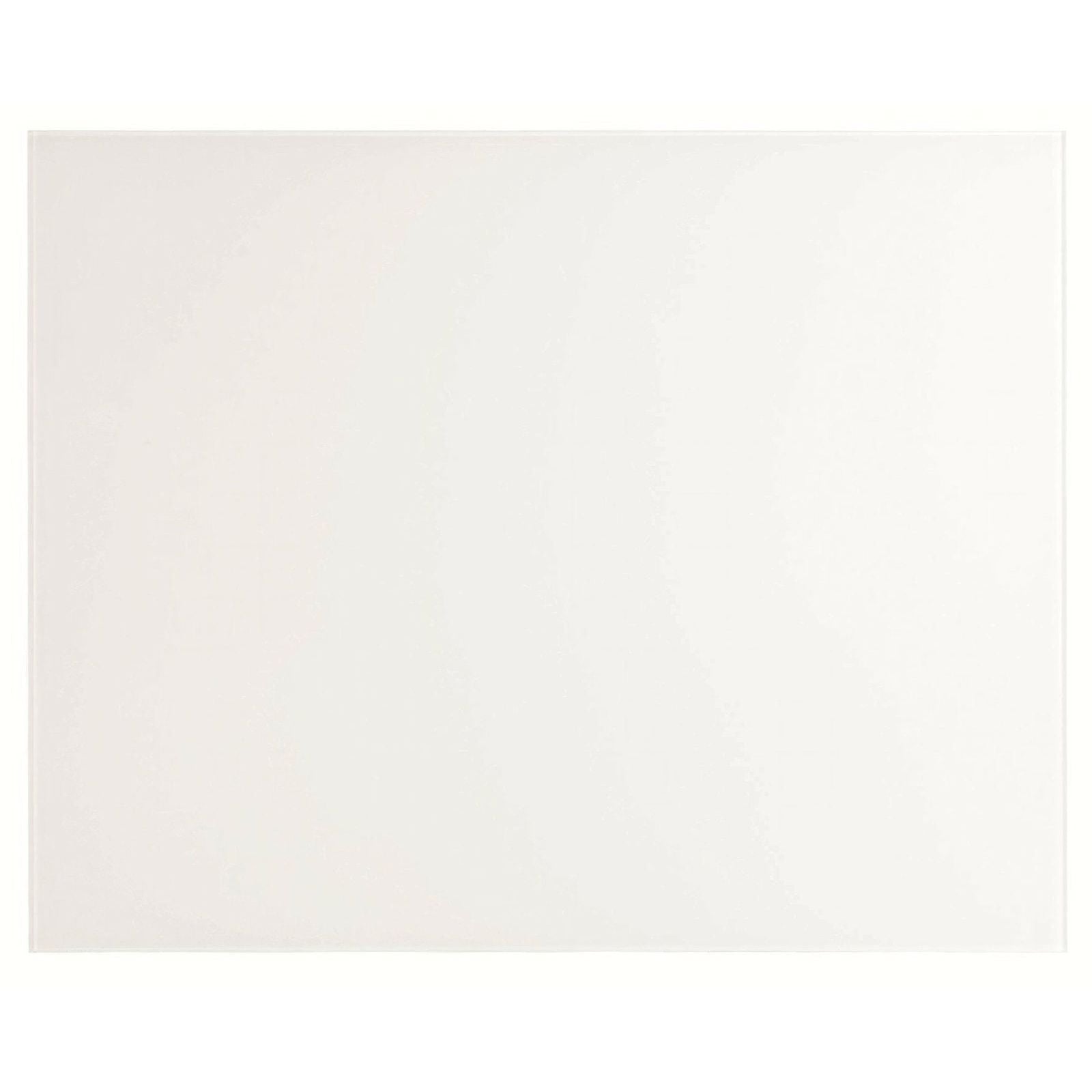 A sleek glossy white rectangular arctic 900x750 splashback panel with a smooth reflective surface