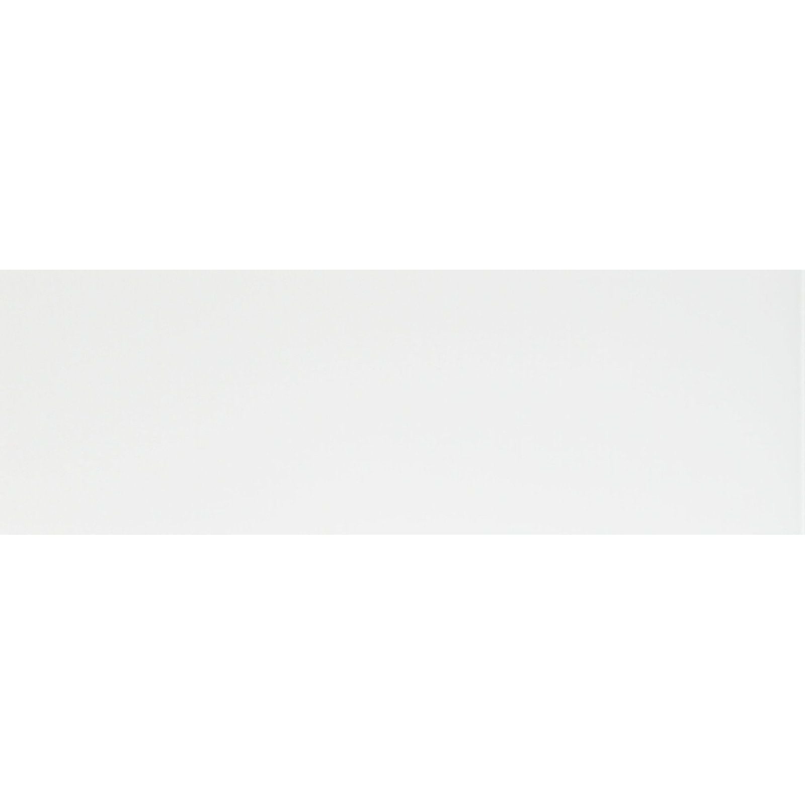 A sleek minimalist white rectangular arctic clear glass tile with smooth glossy finish measuring 152 x 50mm